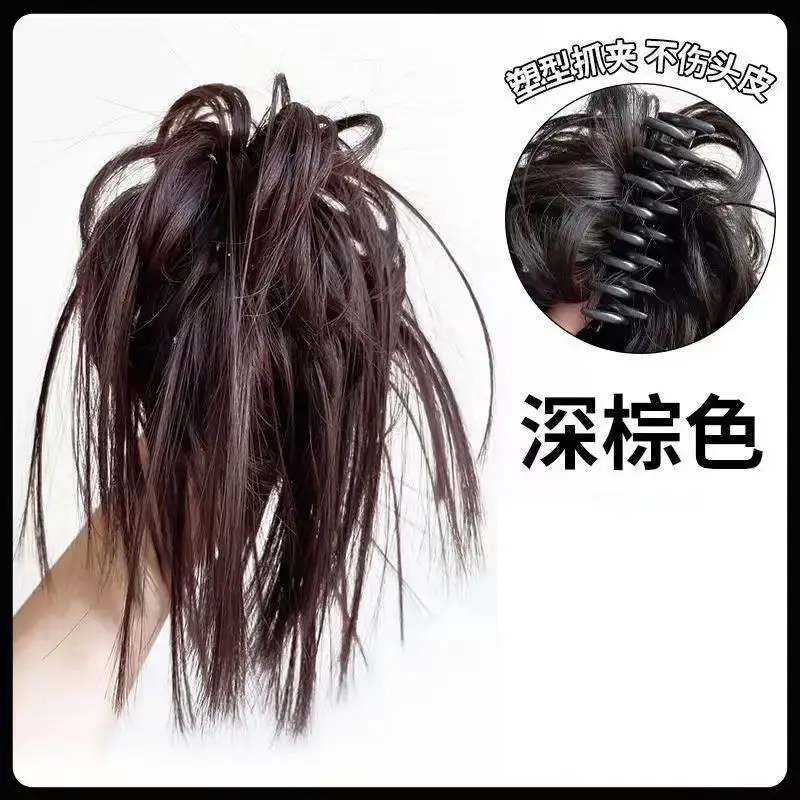 Natural Fluffy Hair Clip for Women Brown - Image 3