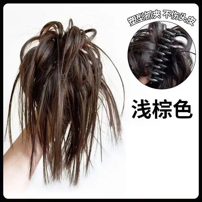Natural Fluffy Hair Clip for Women Brown - Image 4