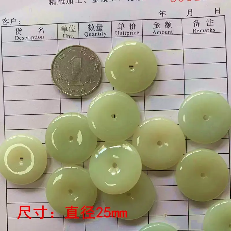 Natural A-Grade Hetian Jade Buckle 20mm Silver Inlay - Image 4