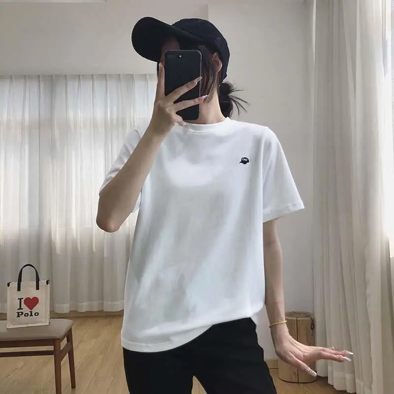 Women Light Grey Short Sleeve T-Shirt Summer 2025