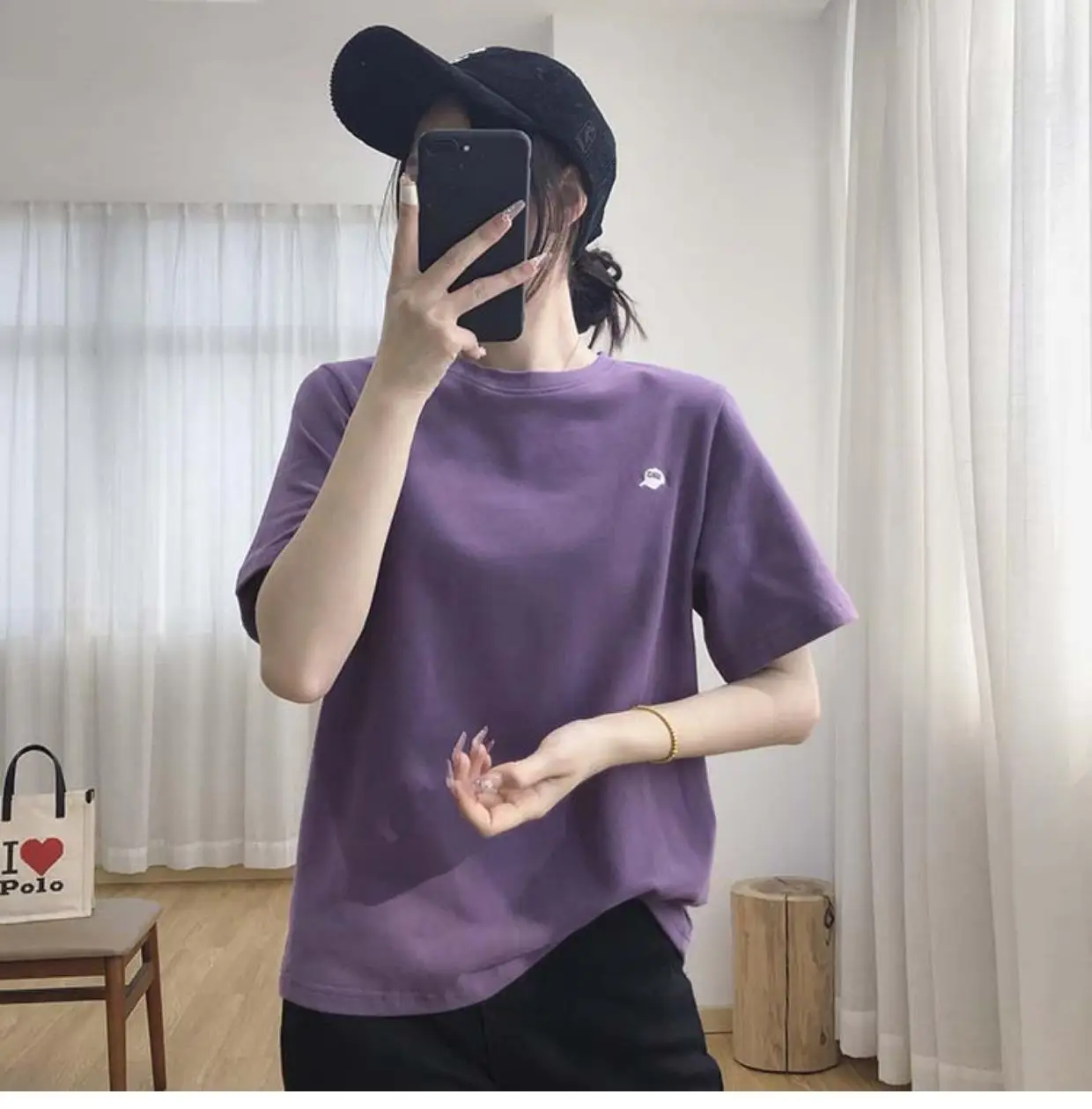 Women Light Grey Short Sleeve T-Shirt Summer 2025 — feature 11