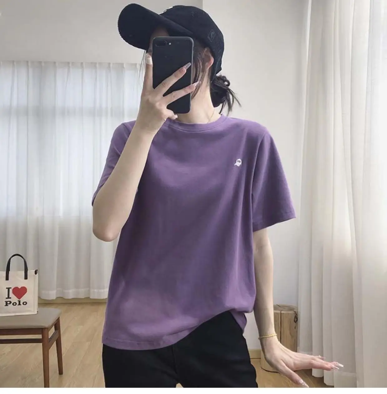 Women Light Grey Short Sleeve T-Shirt Summer 2025 — feature 6