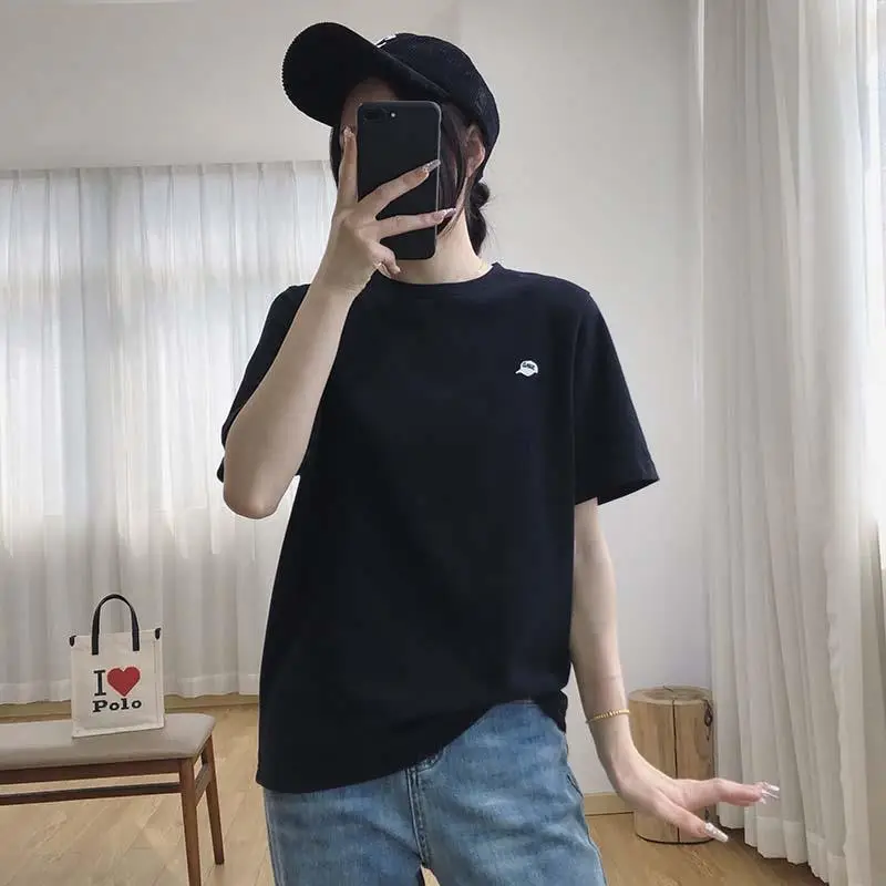 Women Light Grey Short Sleeve T-Shirt Summer 2025