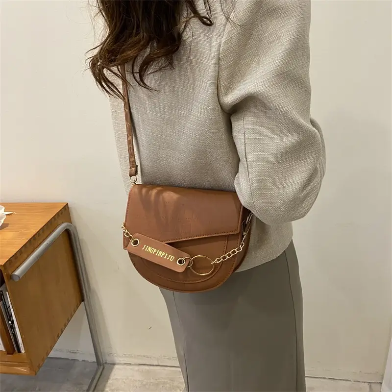 Green Chain Strap Saddle Bag for Women