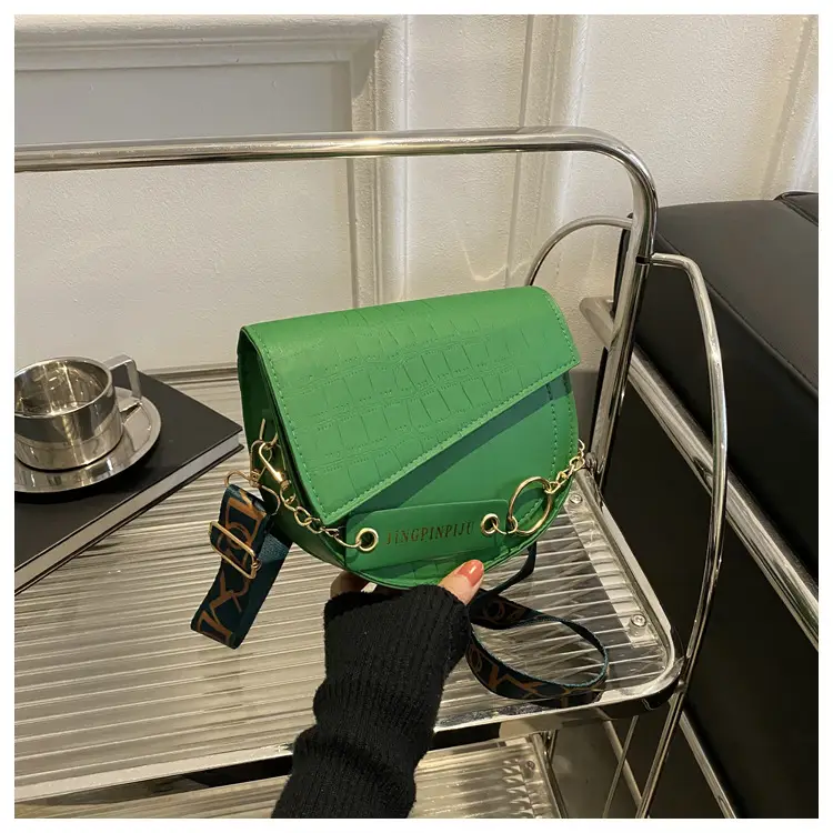 Green Chain Strap Saddle Bag for Women