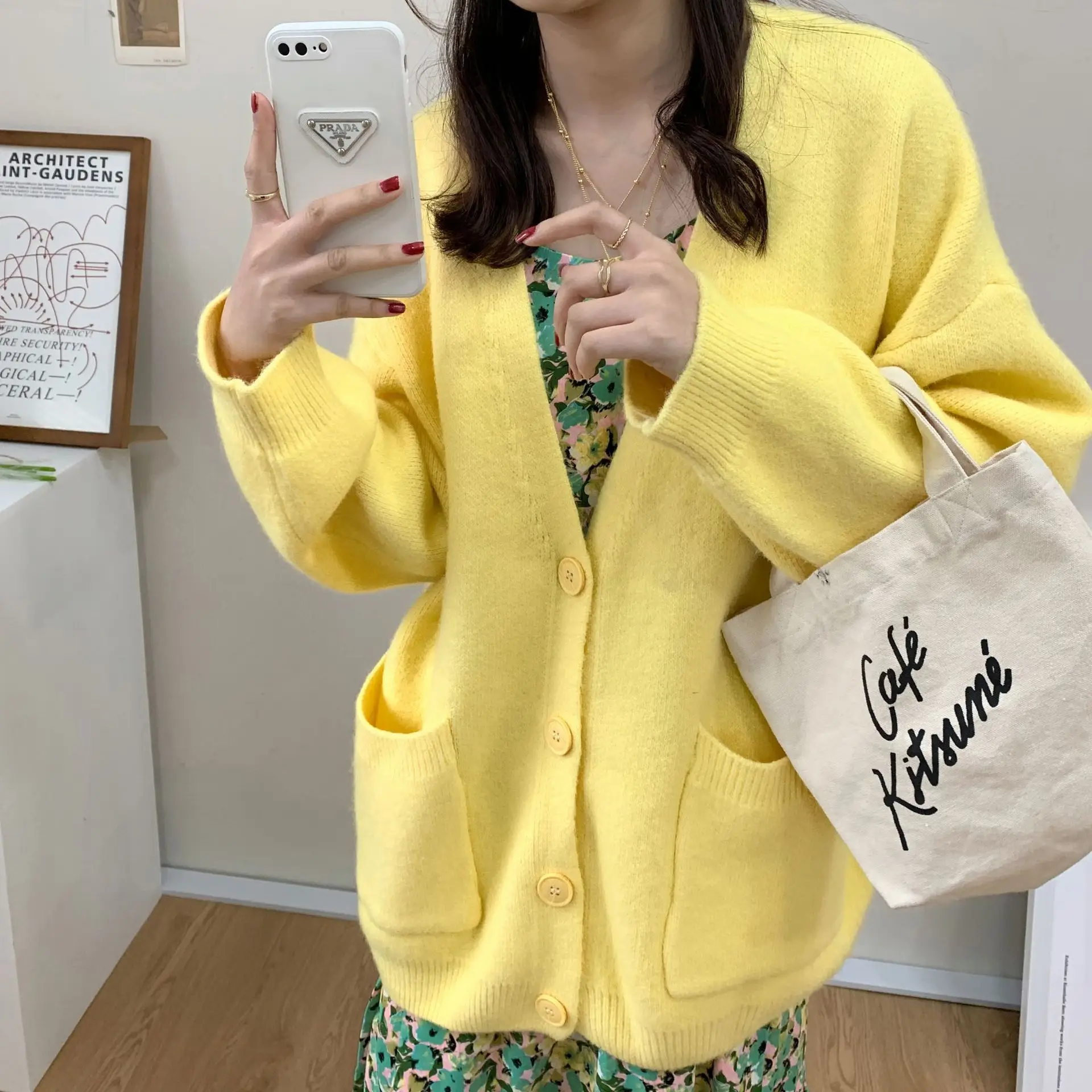 2025 Women's Blue Knitted Cardigan Jacket Mid-Length — feature 25