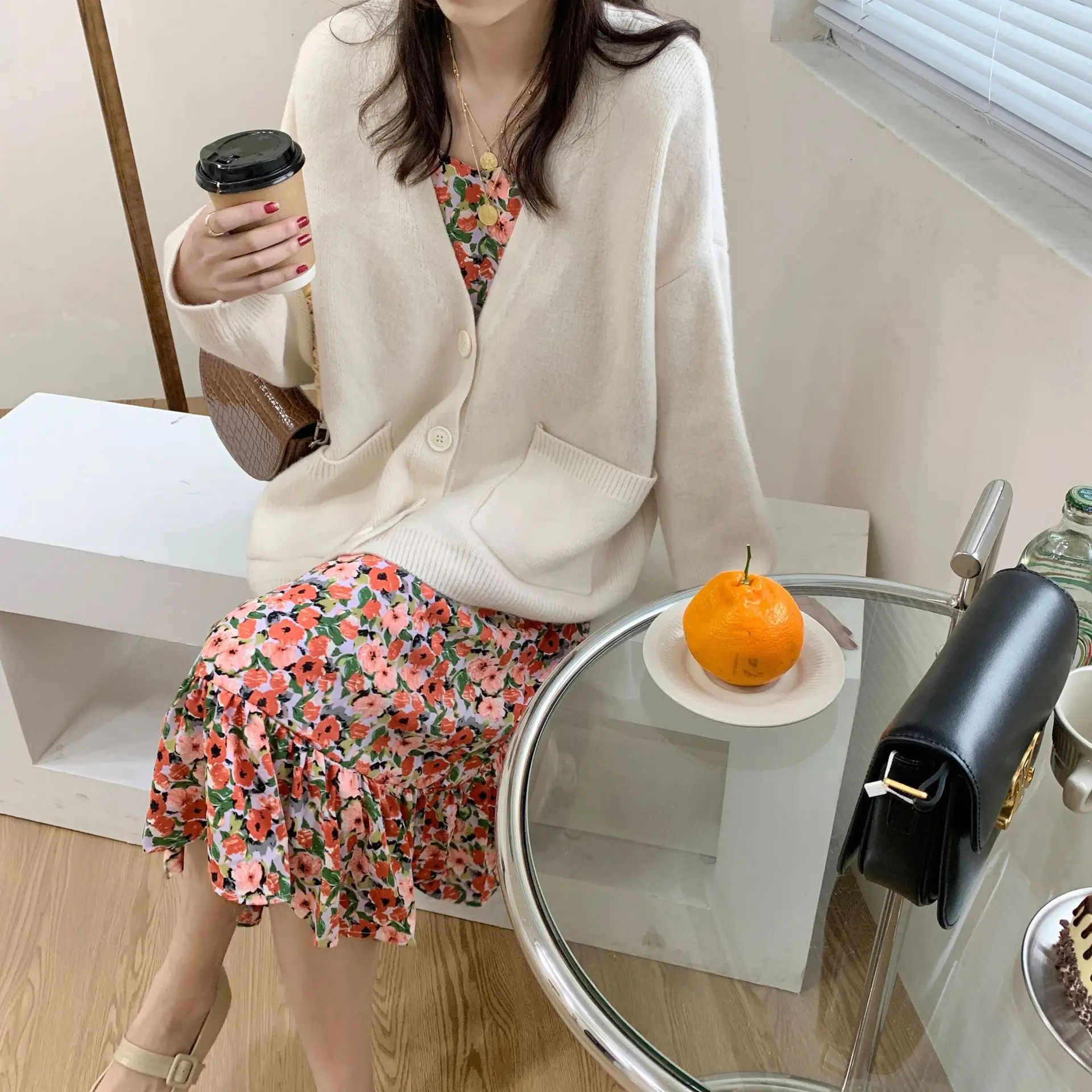 2025 Women's Blue Knitted Cardigan Jacket Mid-Length — feature 33