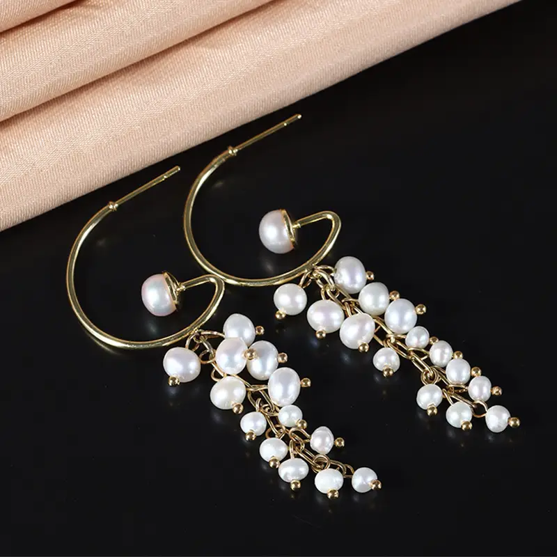 Copper Plated Pearl Earrings for Women - Image 4