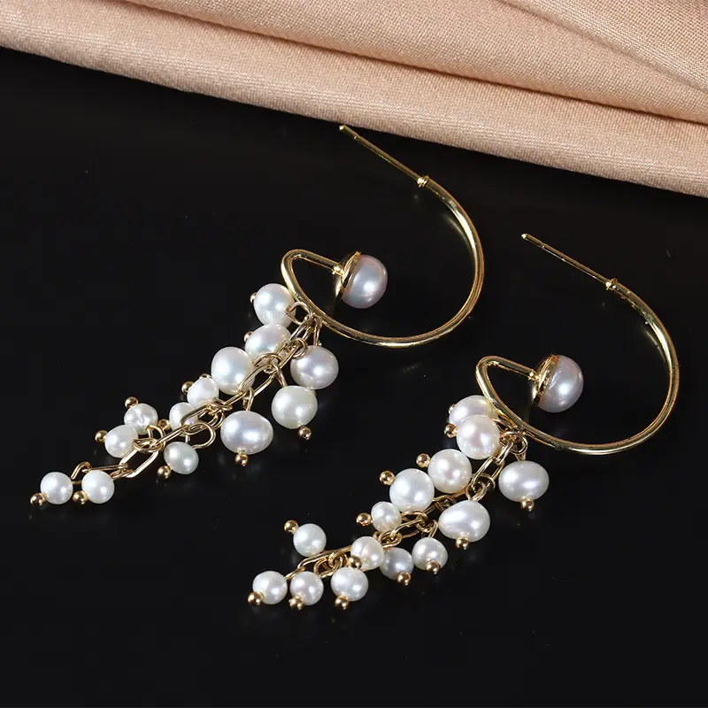 Copper Plated Pearl Earrings for Women - Image 5
