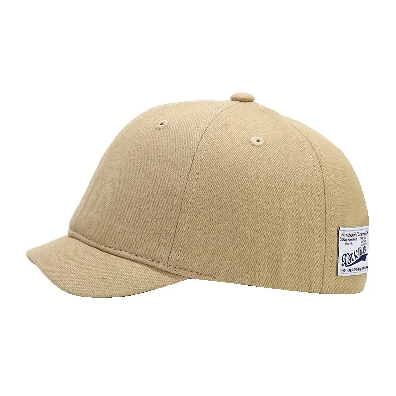 Men's Beige Patch Short Brim Baseball Hat Sun Protection - Image 10