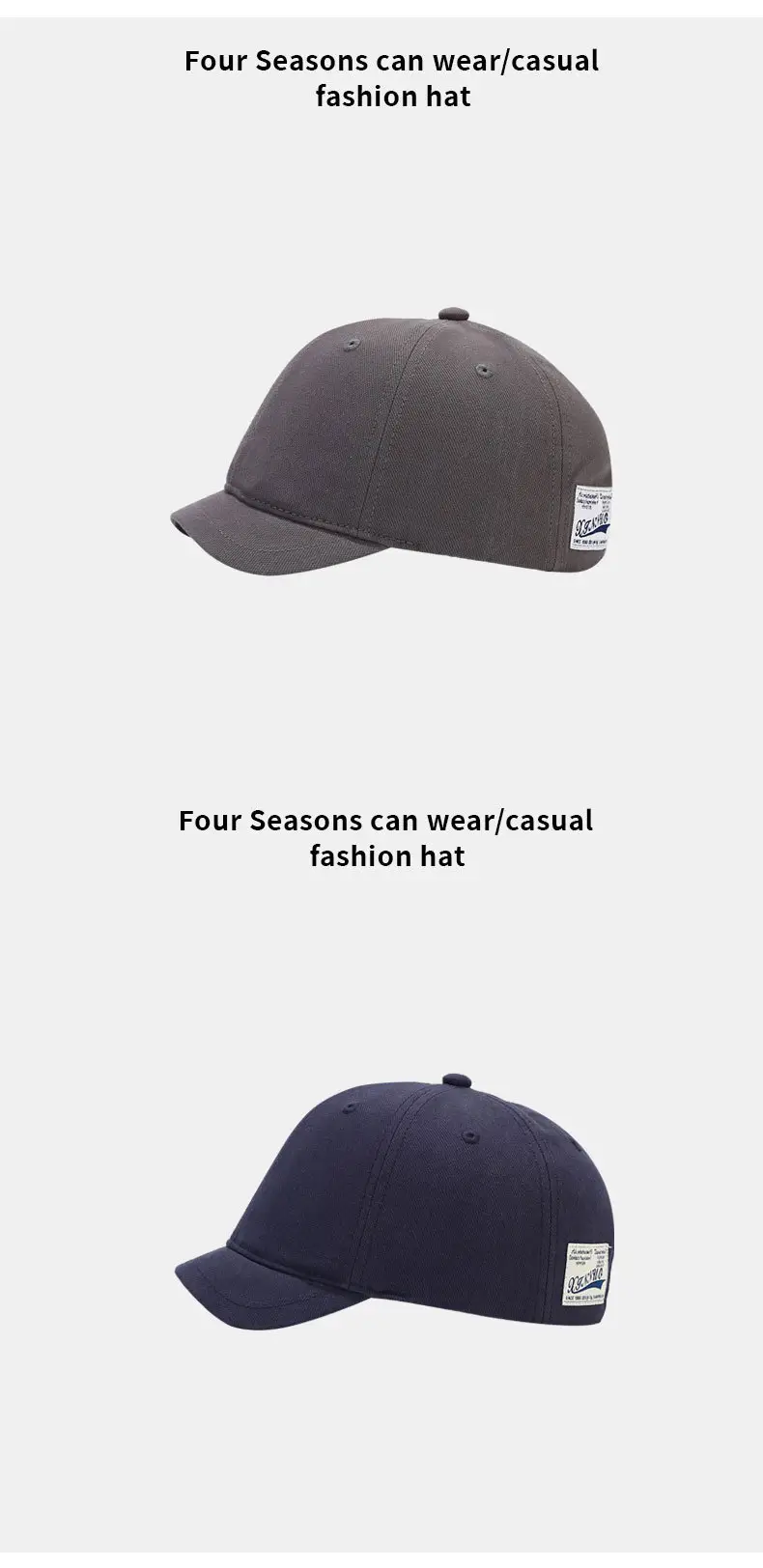 Men's Beige Patch Short Brim Baseball Hat Sun Protection — feature 11