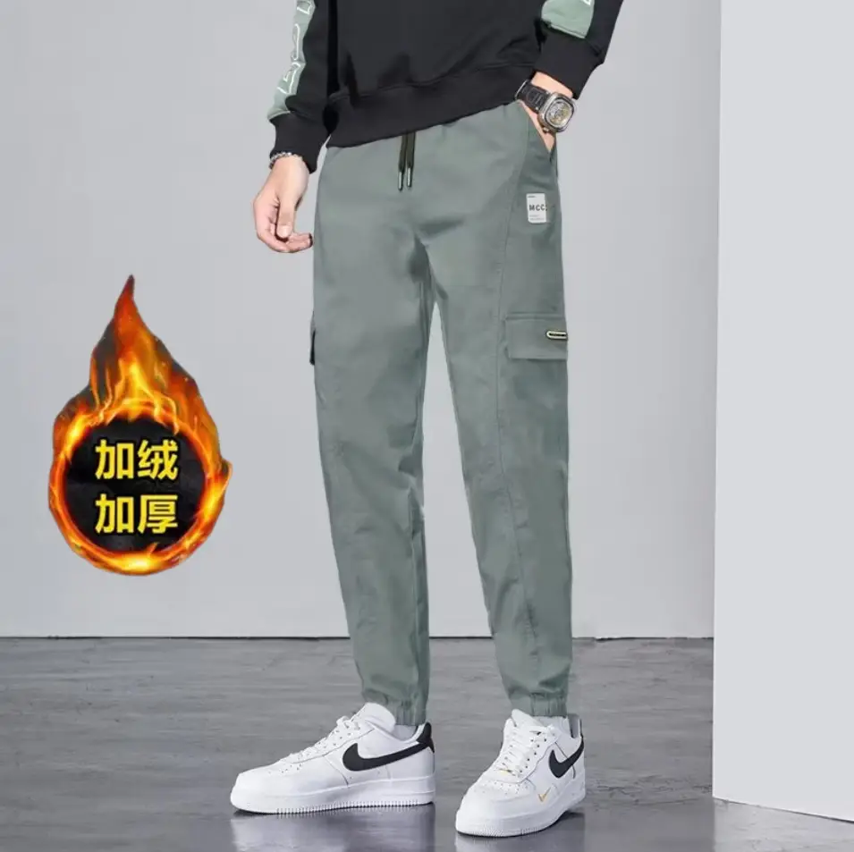 Men's Slim Fit Wool Pants Olive Green Add Wear