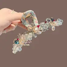 Korean Style Black Flocking Shark Clip with Full Diamond Bow — feature 13