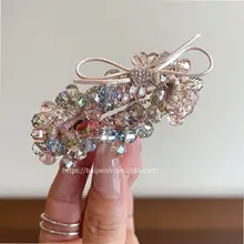 Korean Style Black Flocking Shark Clip with Full Diamond Bow — feature 3