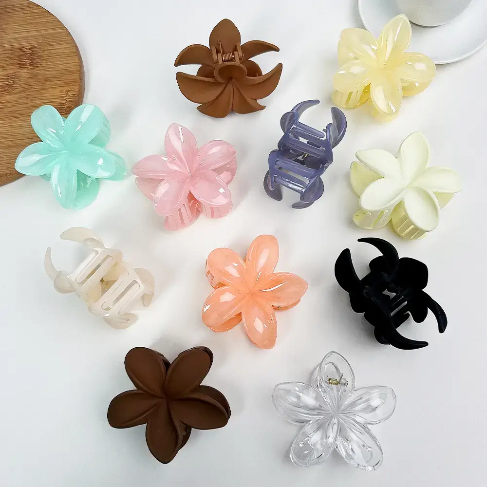 Black Frosted Egg Flower Hair Clip for Women - Image 20