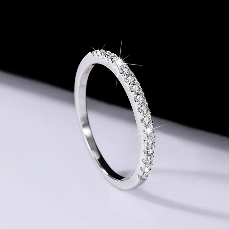 S925 Sterling Silver Mosan Diamond Row Ring for Women - Image 3