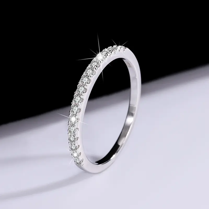 S925 Sterling Silver Mosan Diamond Row Ring for Women - Image 4