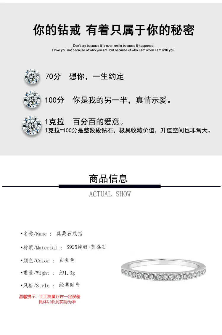 S925 Sterling Silver Mosan Diamond Row Ring for Women — feature 7