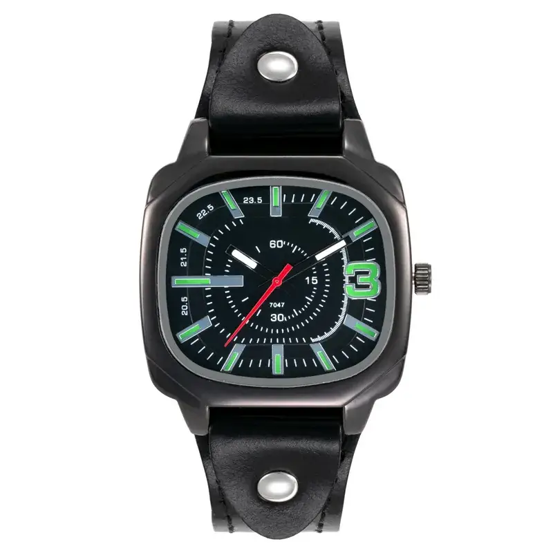 Women's Red Leather Wristwatch with Compass & Quartz Movement
