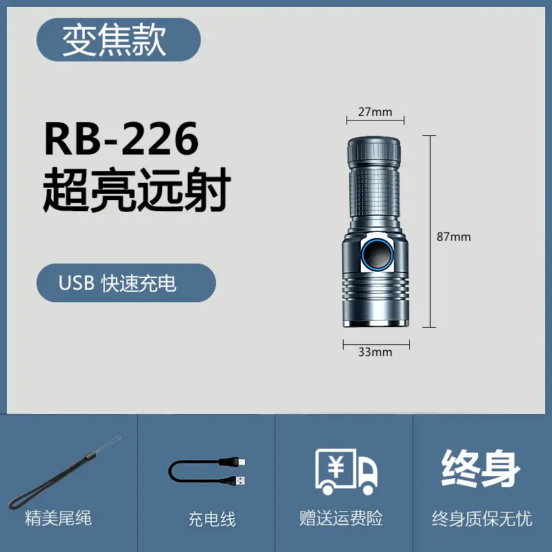 Rechargeable Mini Flashlight with Strong LED Beam
