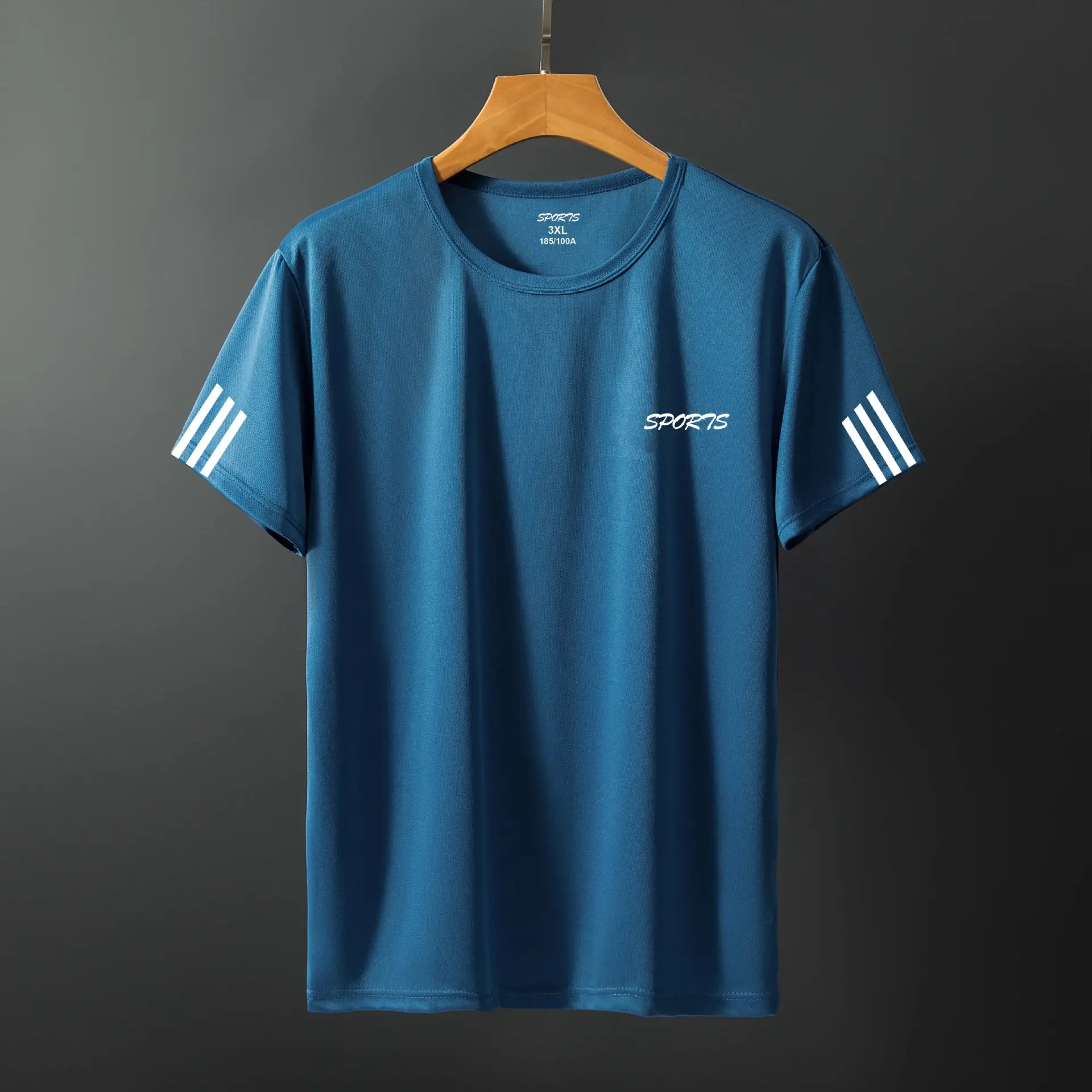 Men Blue Mesh T-Shirt Large 3 Bar - Image 22