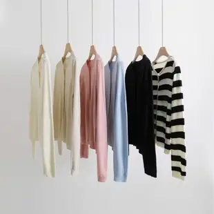 2024 Knitted Striped V-Neck Shirt Black White — feature 21