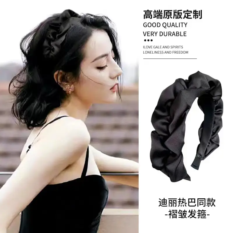 Women's White Pleated Skull Top Headband with Black Strap - Image 6