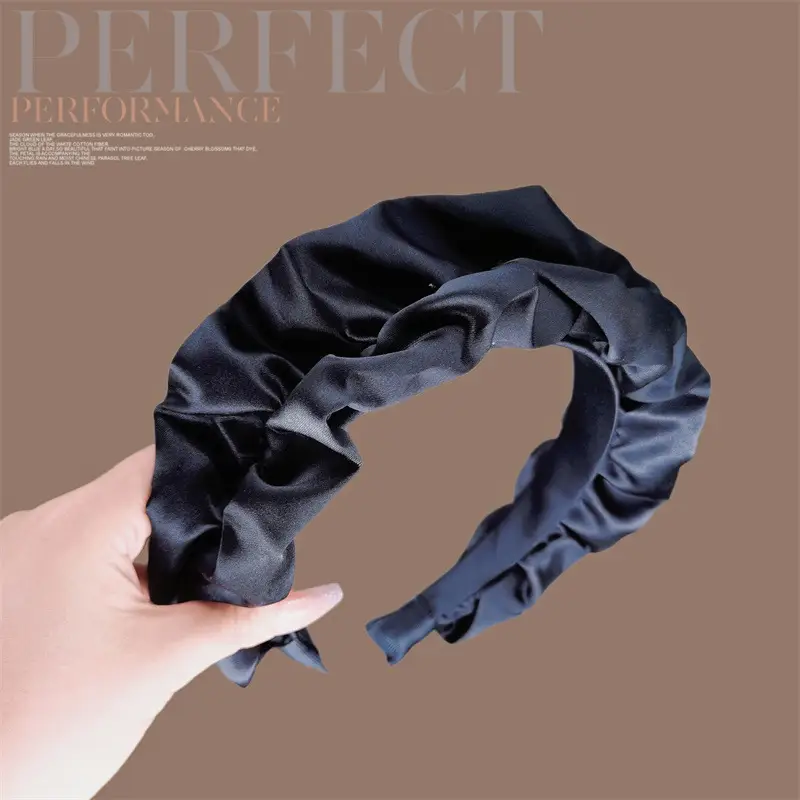 Women's White Pleated Skull Top Headband with Black Strap — feature 20