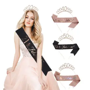 30 & fabulous30 Rose Gold Crown & Ribbon Set — feature 24