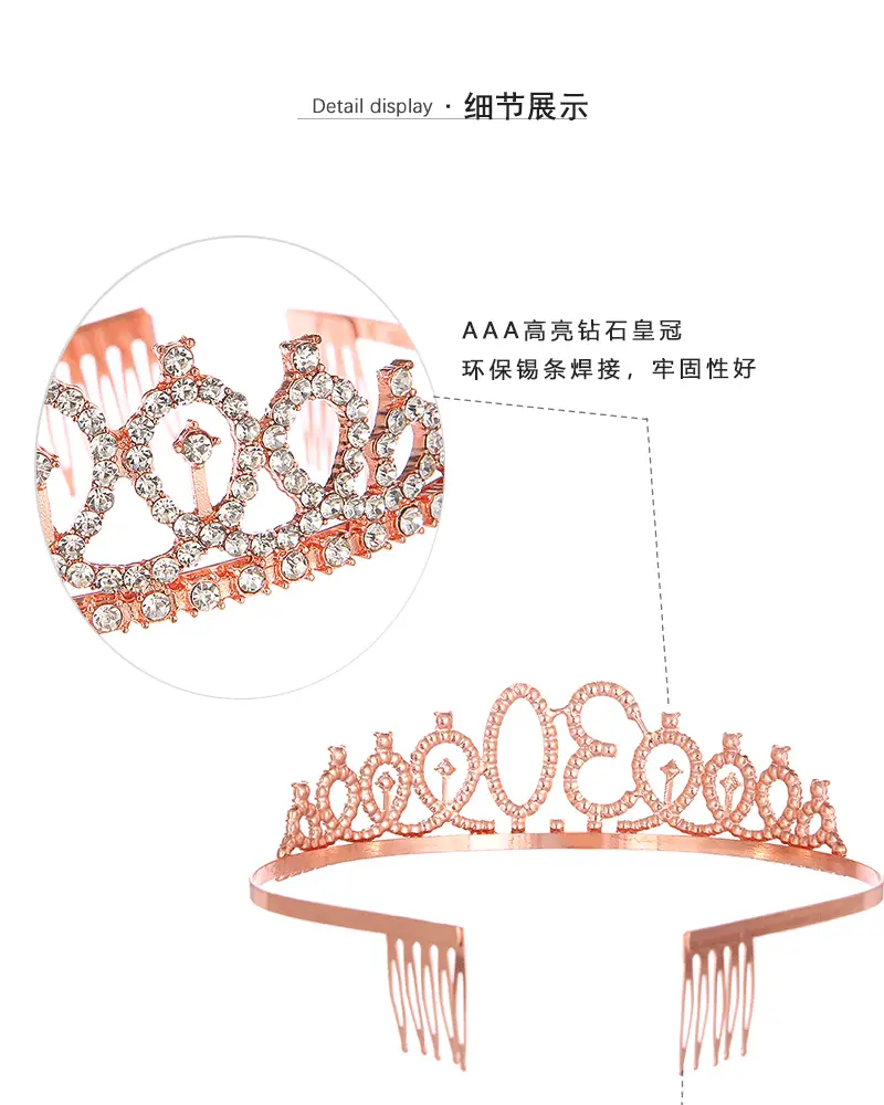 30 & fabulous30 Rose Gold Crown & Ribbon Set — feature 34