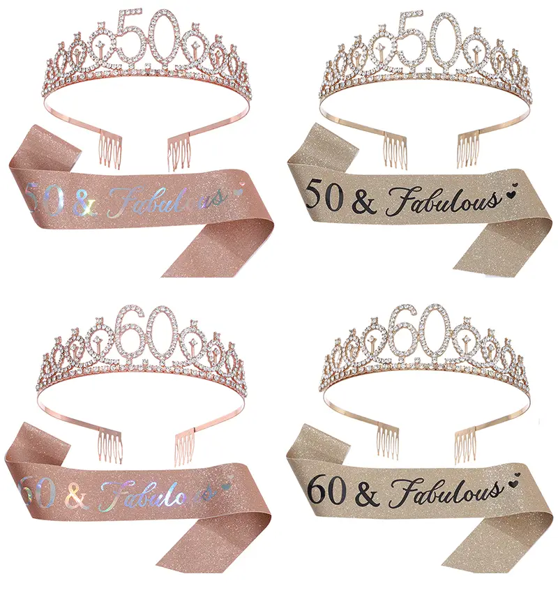 30 & fabulous30 Rose Gold Crown & Ribbon Set — feature 38