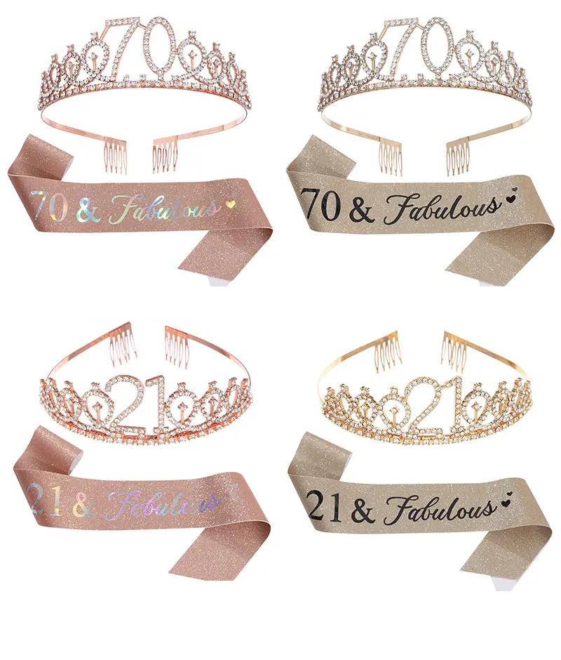 30 & fabulous30 Rose Gold Crown & Ribbon Set — feature 39
