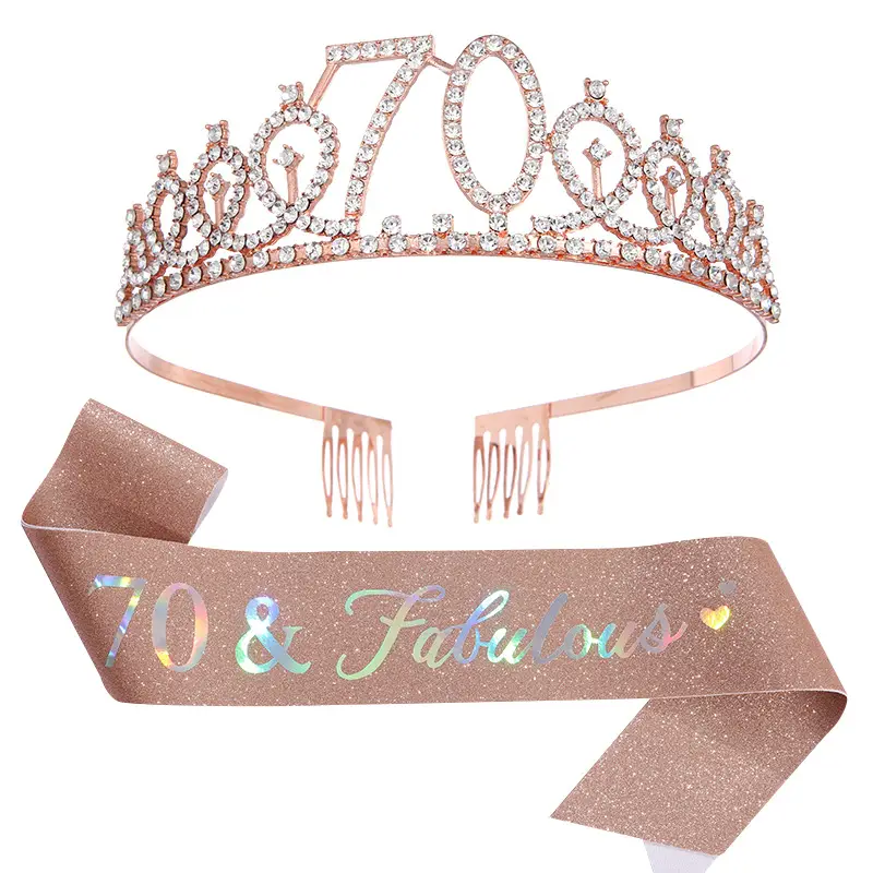 30 & fabulous30 Rose Gold Crown & Ribbon Set - Image 11