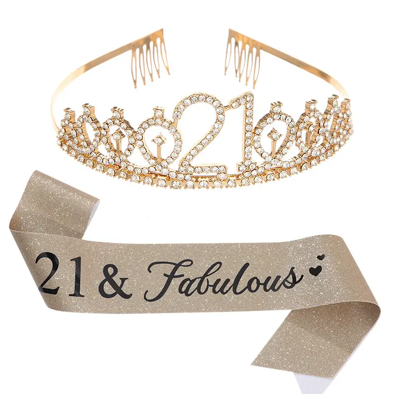 30 & fabulous30 Rose Gold Crown & Ribbon Set - Image 2