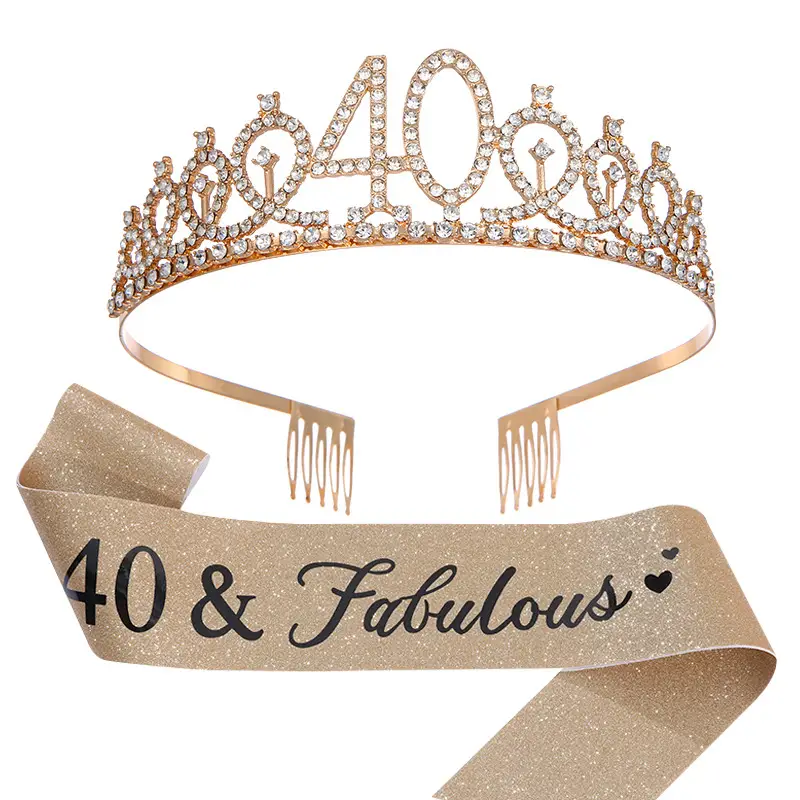 30 & fabulous30 Rose Gold Crown & Ribbon Set - Image 6