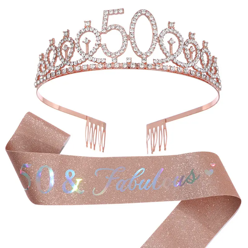 30 & fabulous30 Rose Gold Crown & Ribbon Set - Image 7