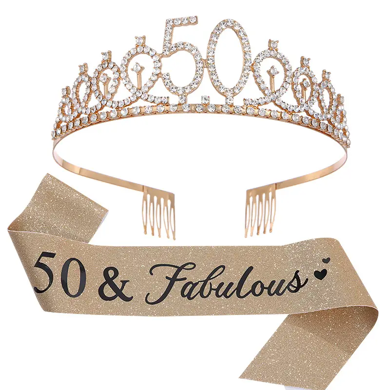 30 & fabulous30 Rose Gold Crown & Ribbon Set - Image 8