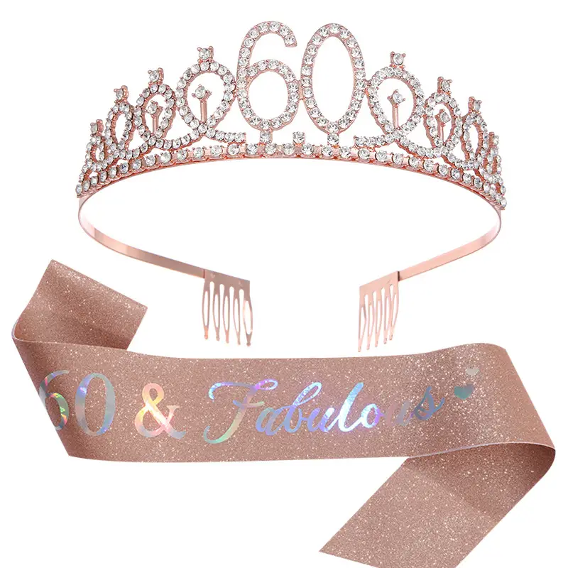 30 & fabulous30 Rose Gold Crown & Ribbon Set - Image 9