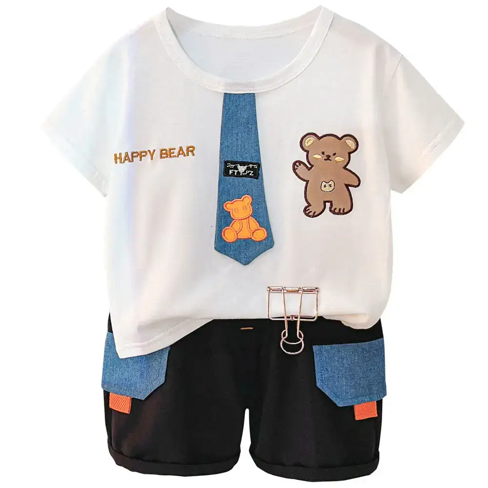Doby Boys Cotton T-Shirt Shorts Set with Bear Print - Image 6