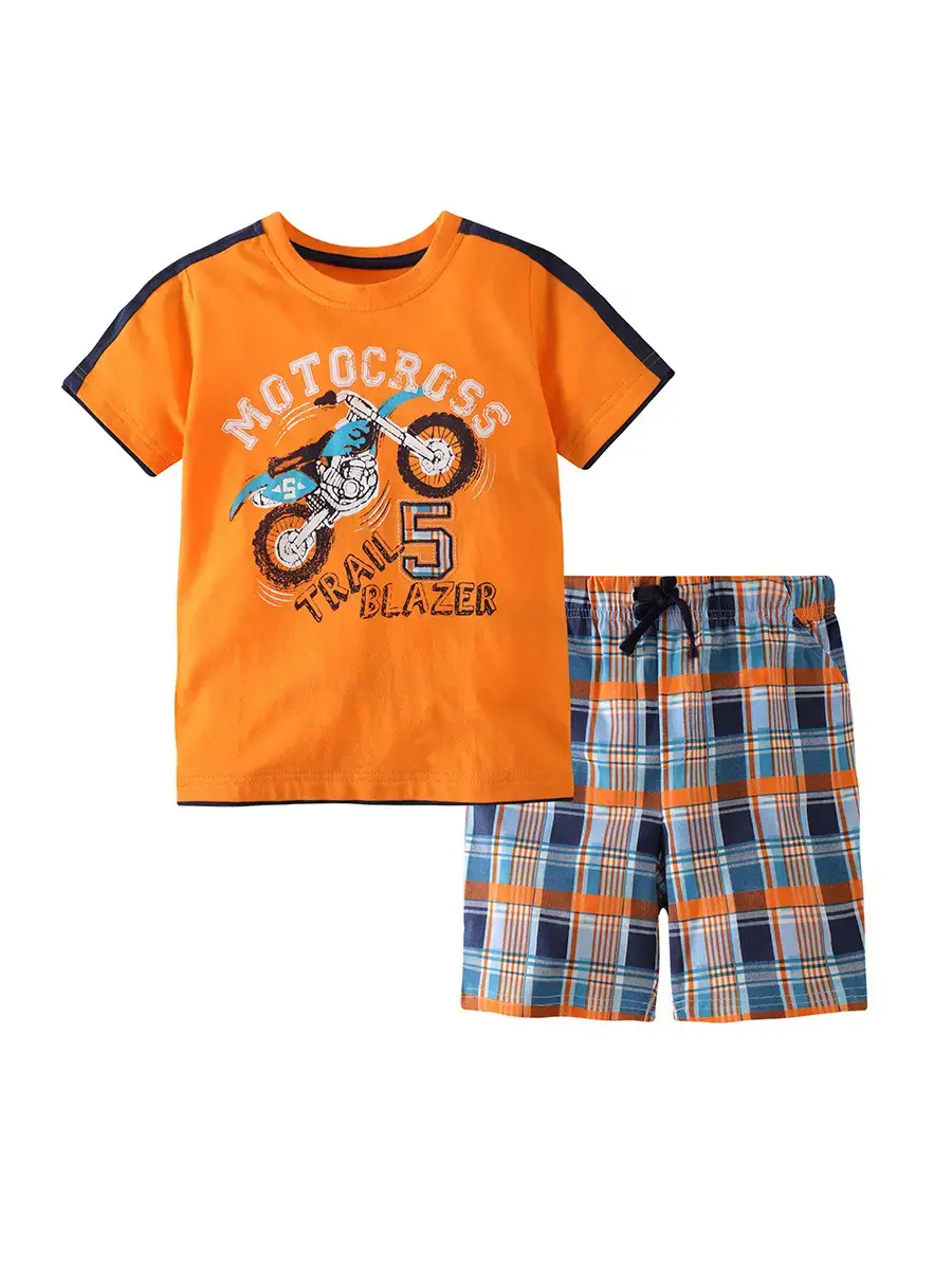 Little Monster Graphic Cotton Boys Suit Red Blue - Image 11