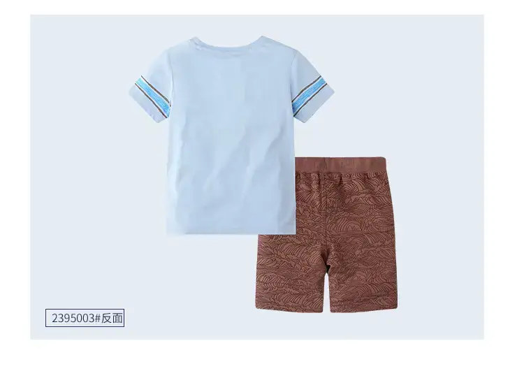 Little Monster Graphic Cotton Boys Suit Red Blue — feature 17