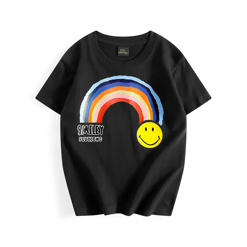 Children's Green T-Shirt with Rainbow & Smile Design - Image 2