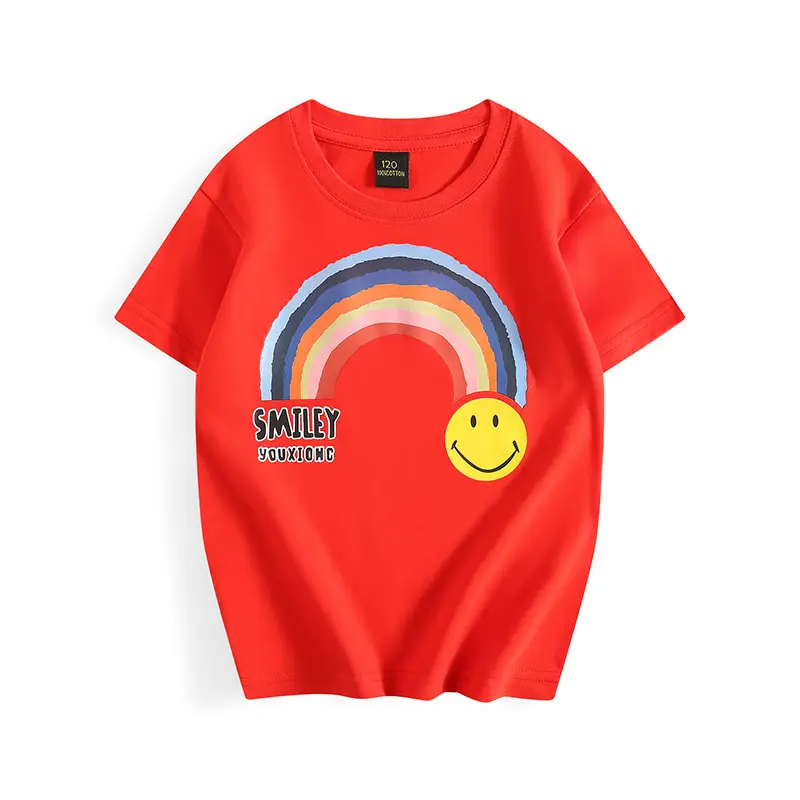 Children's Green T-Shirt with Rainbow & Smile Design - Image 3