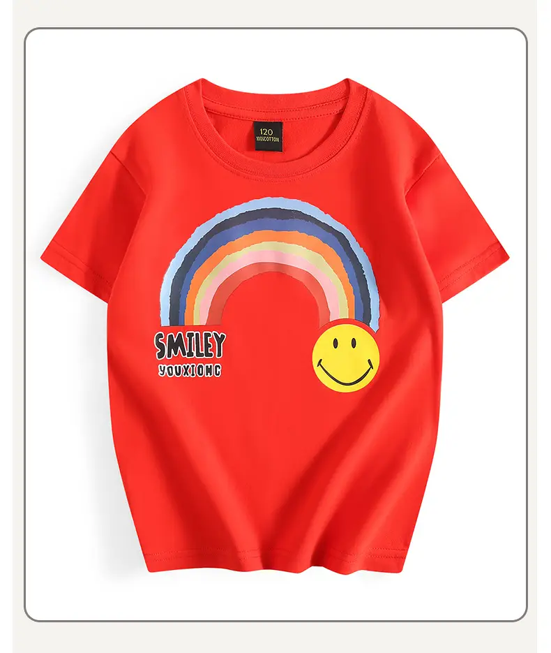 Children's Green T-Shirt with Rainbow & Smile Design — feature 34