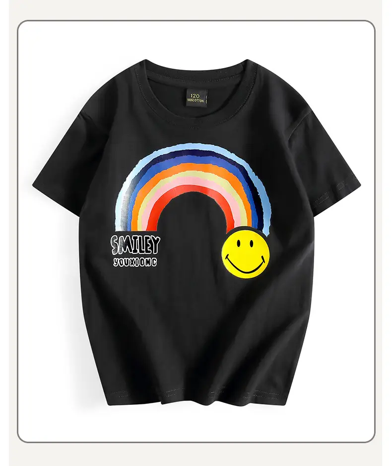 Children's Green T-Shirt with Rainbow & Smile Design — feature 40