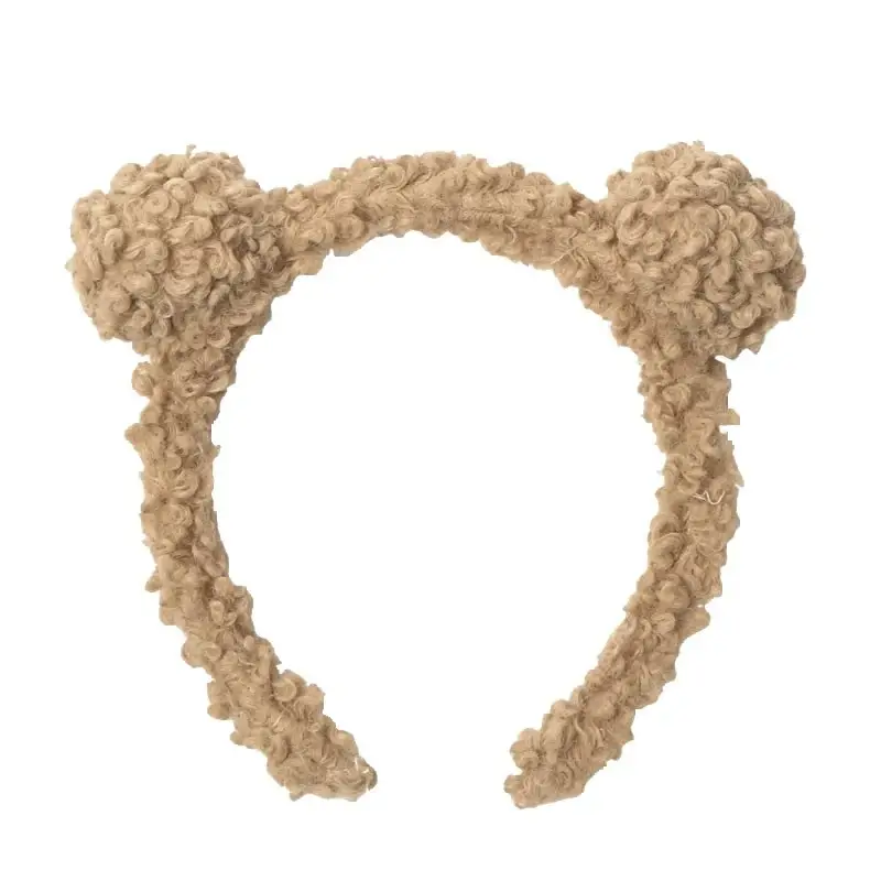 Plush Bear Ear Headband for Women Men Pink Brown Grey - Image 12