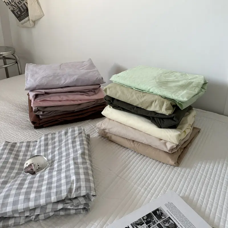Ins Pure Color Simple Pure Cotton Single Piece Bed Sheets Pure Cotton Single Product Bed Sheets 1.8 Fitted Bed Sheets Mattress Protector Bed Cover Wholesale — feature 12