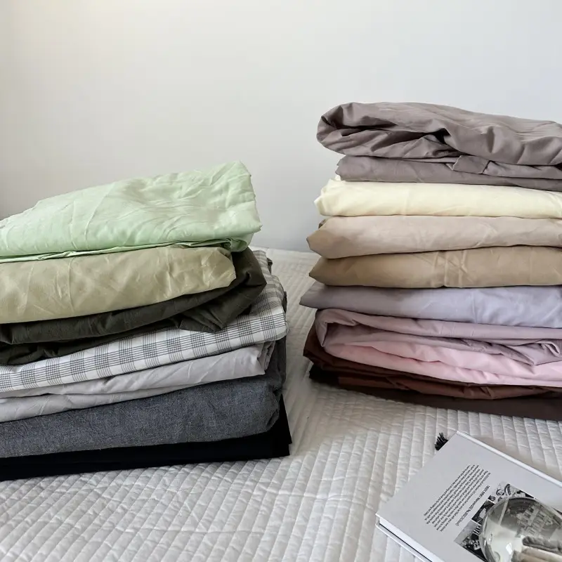 Ins Pure Color Simple Pure Cotton Single Piece Bed Sheets Pure Cotton Single Product Bed Sheets 1.8 Fitted Bed Sheets Mattress Protector Bed Cover Wholesale — feature 13
