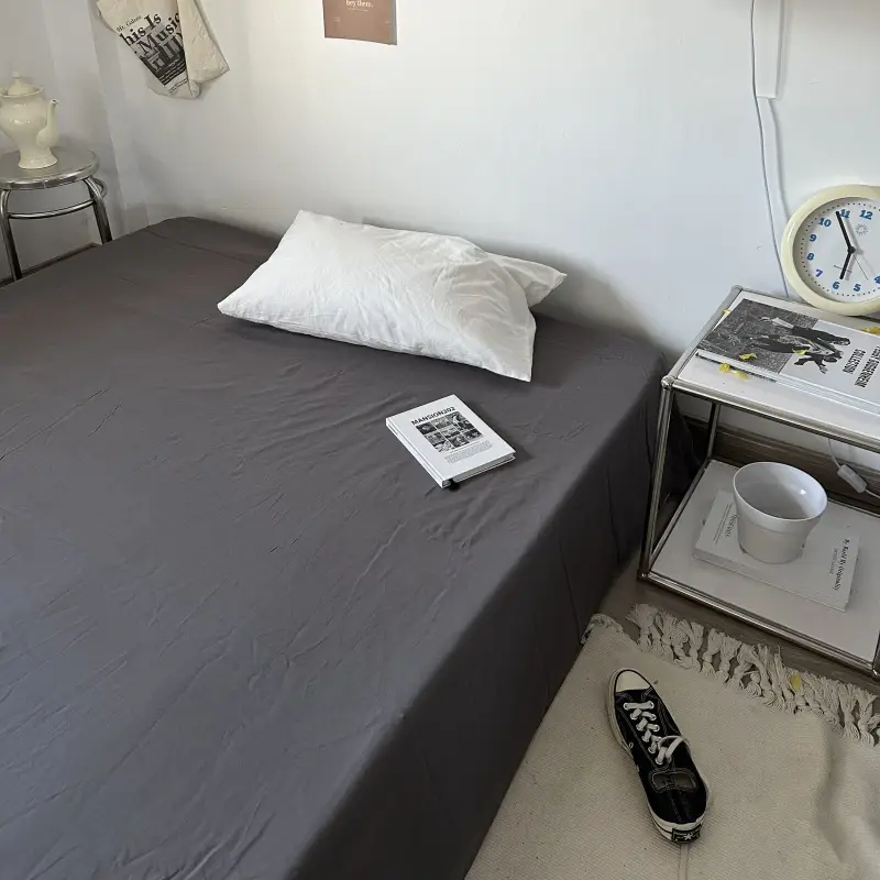 Ins Pure Color Simple Pure Cotton Single Piece Bed Sheets Pure Cotton Single Product Bed Sheets 1.8 Fitted Bed Sheets Mattress Protector Bed Cover Wholesale — feature 15