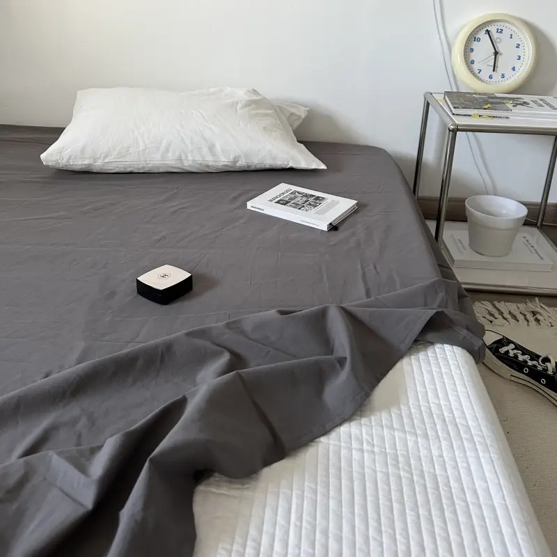 Ins Pure Color Simple Pure Cotton Single Piece Bed Sheets Pure Cotton Single Product Bed Sheets 1.8 Fitted Bed Sheets Mattress Protector Bed Cover Wholesale — feature 16